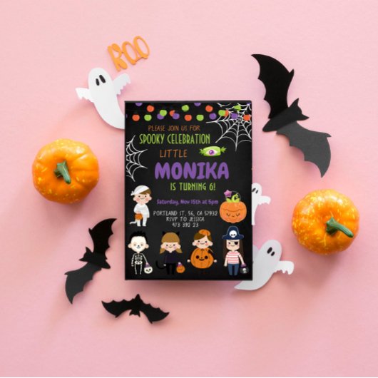 Halloween Costume party Birthday Invitation Kaart