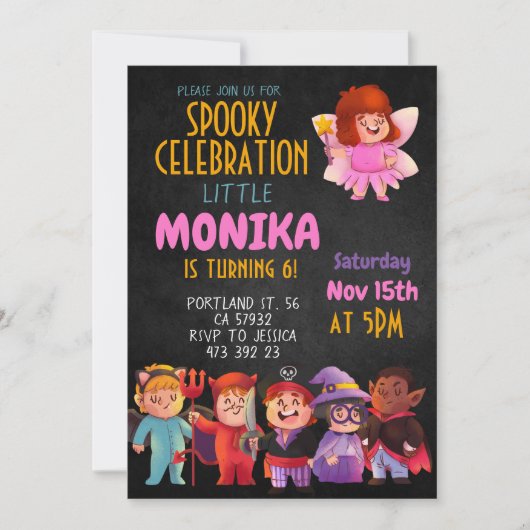 Halloween Costume party Birthday Invitation  Kaart (Voorkant)