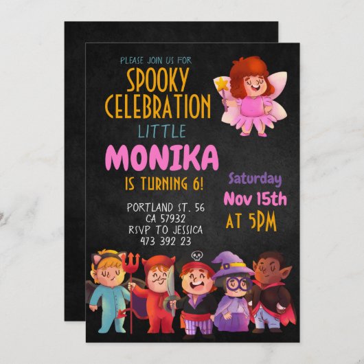 Halloween Costume party Birthday Invitation  Kaart (Voorkant / Achterkant)