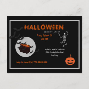 Halloween Costume Party Black en Sinaasappel Uitnodiging Briefkaart