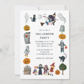 Halloween Costume Party | Cartoon Kids Spooky Cute Kaart (Voorkant)