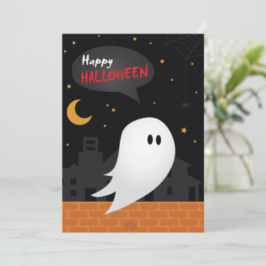 Halloween costume party cartoon spooky kaart (Staand voorkant)