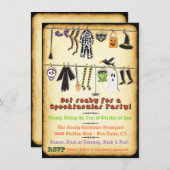 Halloween Costume Party Clothesline-uitnodiging Kaart (Voorkant / Achterkant)