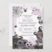 Halloween Costume Party Cute Spooky Witch Paars Kaart (Voorkant)