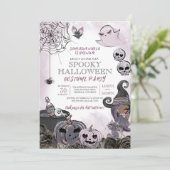 Halloween Costume Party Cute Spooky Witch Paars Kaart (Staand voorkant)