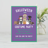 Halloween Costume Party Dogs Black Cat Kaart (Staand voorkant)
