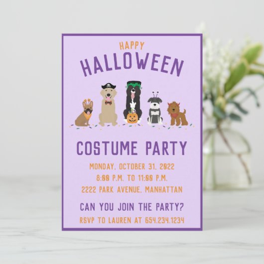 Halloween Costume Party Dogs Kaart (Staand voorkant)