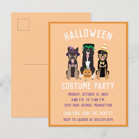 Halloween Costume Party Dogs Uitnodiging Briefkaart (Voorkant / Achterkant)