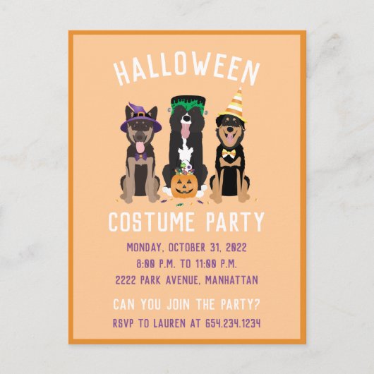 Halloween Costume Party Dogs Uitnodiging Briefkaart (Voorkant)