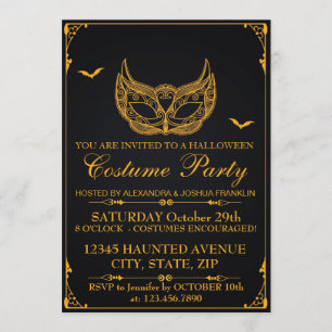 Halloween Costume Party Gold Kaart