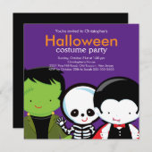 Halloween Costume Party Invitation Cute Monsters Kaart (Voorkant / Achterkant)