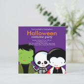 Halloween Costume Party Invitation Cute Monsters Kaart (Staand voorkant)