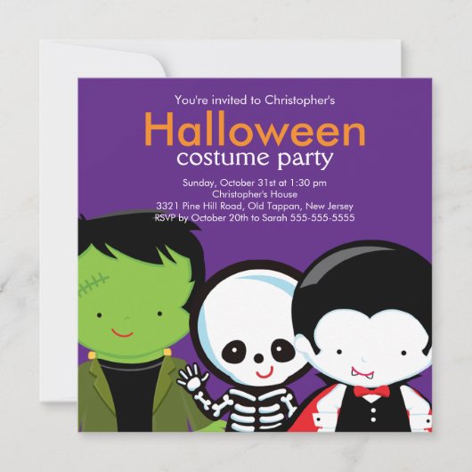 Halloween Costume Party Invitation Cute Monsters Kaart (Voorkant)
