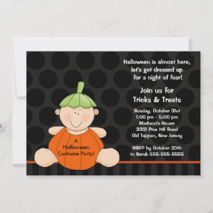 Halloween Costume Party Invitation Cute Pumpkin Kaart