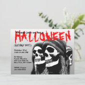 Halloween Costume Party Invitation Pirate Skull Kaart (Staand voorkant)