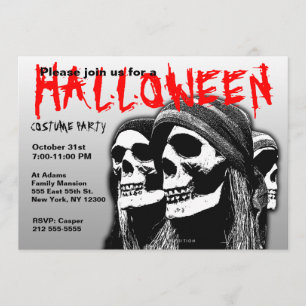 Halloween Costume Party Invitation Pirate Skull Kaart