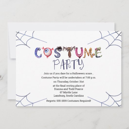 Halloween Costume Party Kaart (Voorkant)