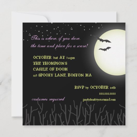 Halloween Costume Party Kaart (Achterkant)