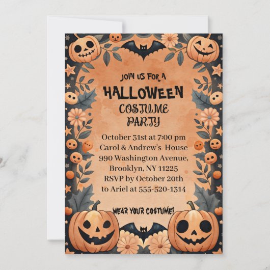 Halloween Costume Party Kaart (Voorkant)