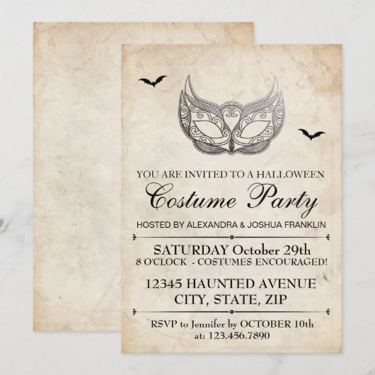 Halloween Costume Party Kaart (Voorkant / Achterkant)