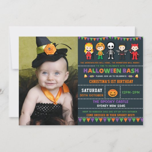 Halloween Costume Party Spooky Kids Birthday Party Kaart (Voorkant)