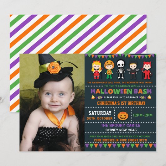 Halloween Costume Party Spooky Kids Birthday Party Kaart (Voorkant / Achterkant)