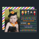 Halloween Costume Party Spooky Kids Birthday Party Kaart<br><div class="desc">Uitnodiging voor het vieren van het thema Fun Halloween met illustratie van schattige kinderen in spooky costumes</div>