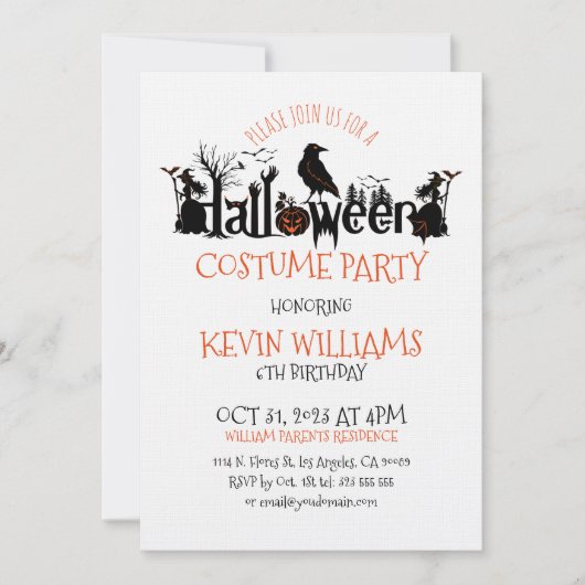 Halloween Costume Party SpookyHalloween Typografie Kaart (Voorkant)