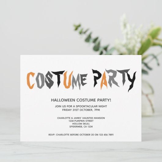 Halloween Costume Party Striped Patroon Kaart (Staand voorkant)