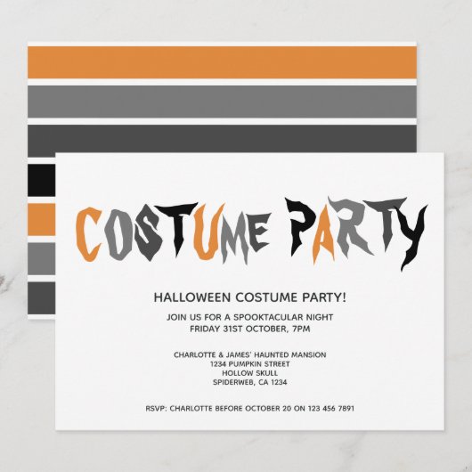 Halloween Costume Party Striped Patroon Kaart (Voorkant / Achterkant)