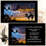 Halloween Costume Party Ticket Visitekaartje Informatiekaartje<br><div class="desc">Halloween visitekaartje met een schattige afbeelding van een kat,  een heks en een uil in een boom onder een volle maan. Dit visitekaartje kan worden gebruikt als ticket voor een Halloween-feest of uitnodiging voor een feest en voor andere Halloween-gerelateerde toepassingen.</div>