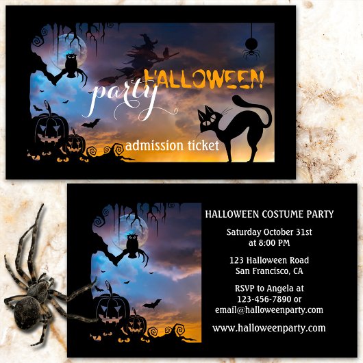 Halloween Costume Party Ticket Visitekaartje Informatiekaartje