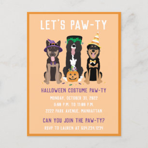 Halloween Costume Pawty Dogs Uitnodiging Briefkaart