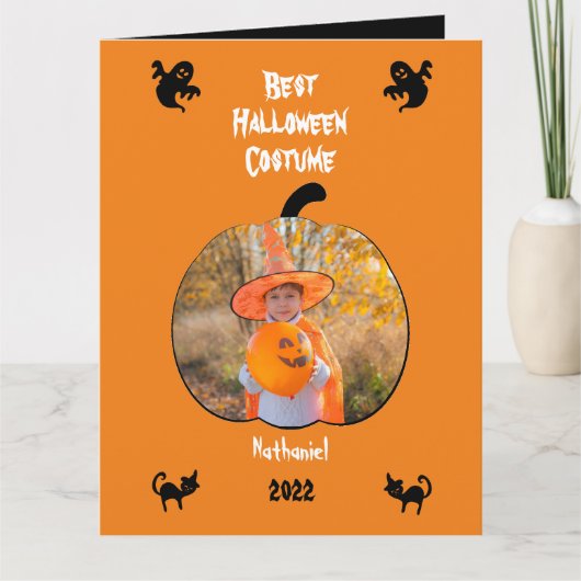 Halloween Costume Personalized Photo Holiday Card Kaart (Voorkant)