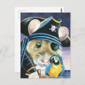 Halloween Costume Pirate Mouse Waterverf Art Briefkaart (Voorkant / Achterkant)