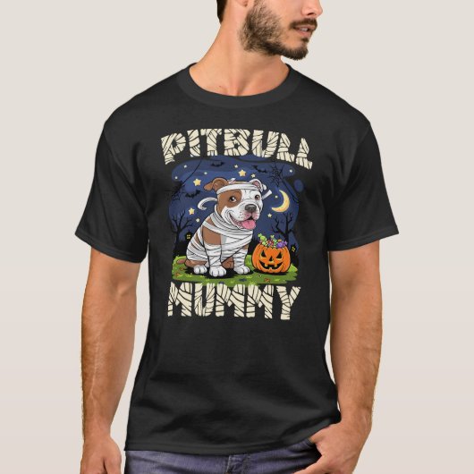 Halloween Costume Pitbull Lover Mummy Dog Owner T-shirt (Voorkant)