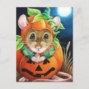 Halloween Costume Pumpkin Mouse Waterverf Art Briefkaart