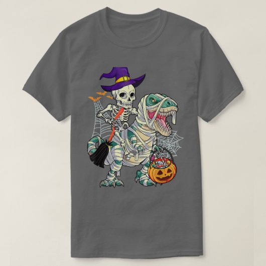 Halloween Costume Skeleton Riding Tre Dinosaur Pum T-shirt (Design voorkant)