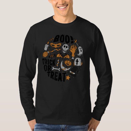 Halloween Costume Trick Or Treat Witchy Skull Cott T-shirt (Voorkant)