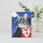Halloween Costume Vampire Mouse Waterverf Art Briefkaart (Staand voorkant)