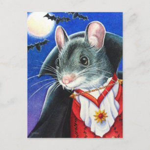 Halloween Costume Vampire Mouse Waterverf Art Briefkaart