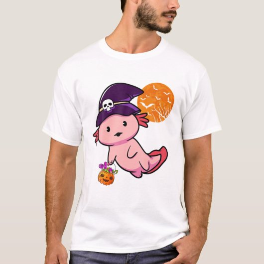Halloween Costume voor jongens Kinder Axolotl-heks T-shirt (Voorkant)