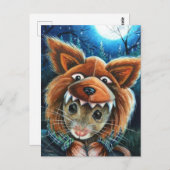 Halloween Costume Werewolf Mouse Waterverf Art Briefkaart (Voorkant / Achterkant)