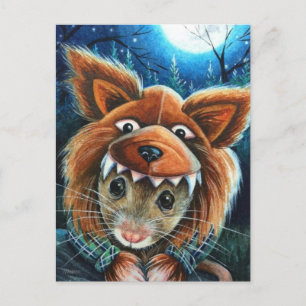 Halloween Costume Werewolf Mouse Waterverf Art Briefkaart