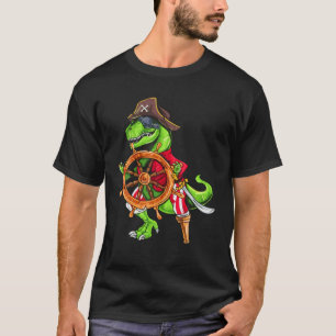 Halloween Costumes Dinosaur Pirate Pet Jolly Roger T-shirt