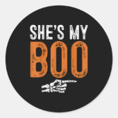 Halloween Costumes Shes My Boo Couple Matching Par Ronde Sticker (Voorkant)