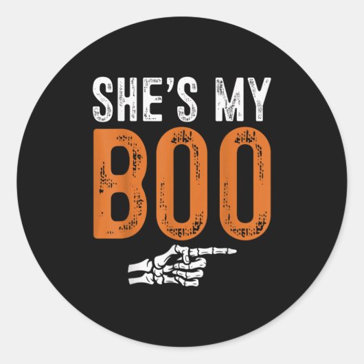 Halloween Costumes Shes My Boo Couple Matching Par Ronde Sticker (Voorkant)