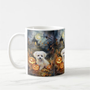 Halloween Coton De Tulear Met Pompoenen Griezelen Koffiemok
