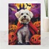Halloween Coton De Tulear Vampier Pompoenen Grieze Kaart (Voorkant)