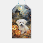 Halloween Coton de tulear with Pumpkins Scary Cadeaulabel (Achterkant)